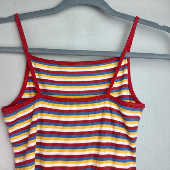 Madewell Spaghetti-Strap Thong Bodysuit in Rainbow Stripes Sz XS - Picture 5 of 11